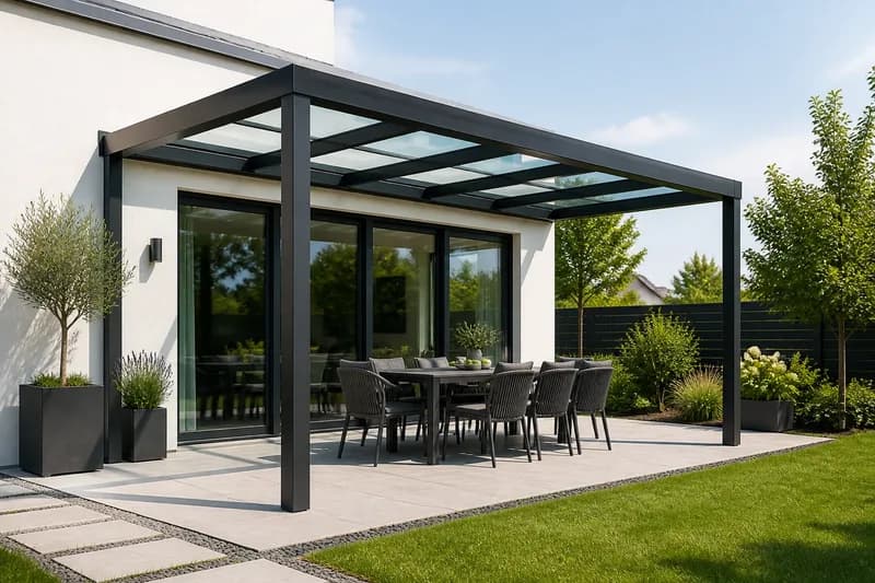 Terrassenüberdachung aus Aluminium und Glas
