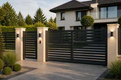 Tor zwischen gemauerten Pfeilern