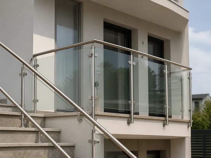 Glasgeländer auf einem Balkon